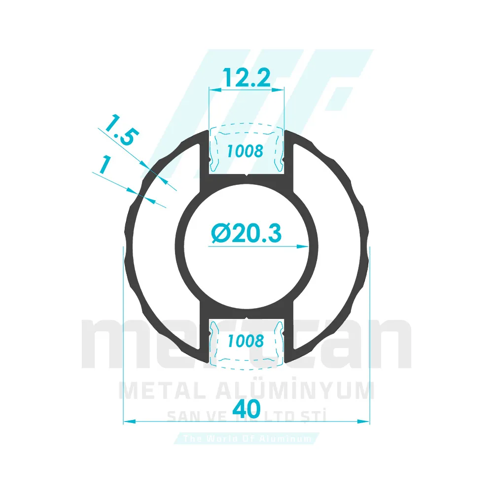 Ø 40 x 1.5 mm Double Grooved Decorative Round Post Profile