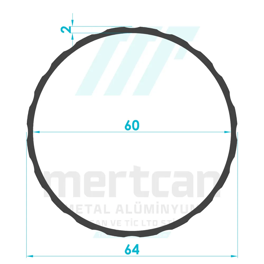 Ø 60 x 2 mm Decorative Aluminum Round Tube