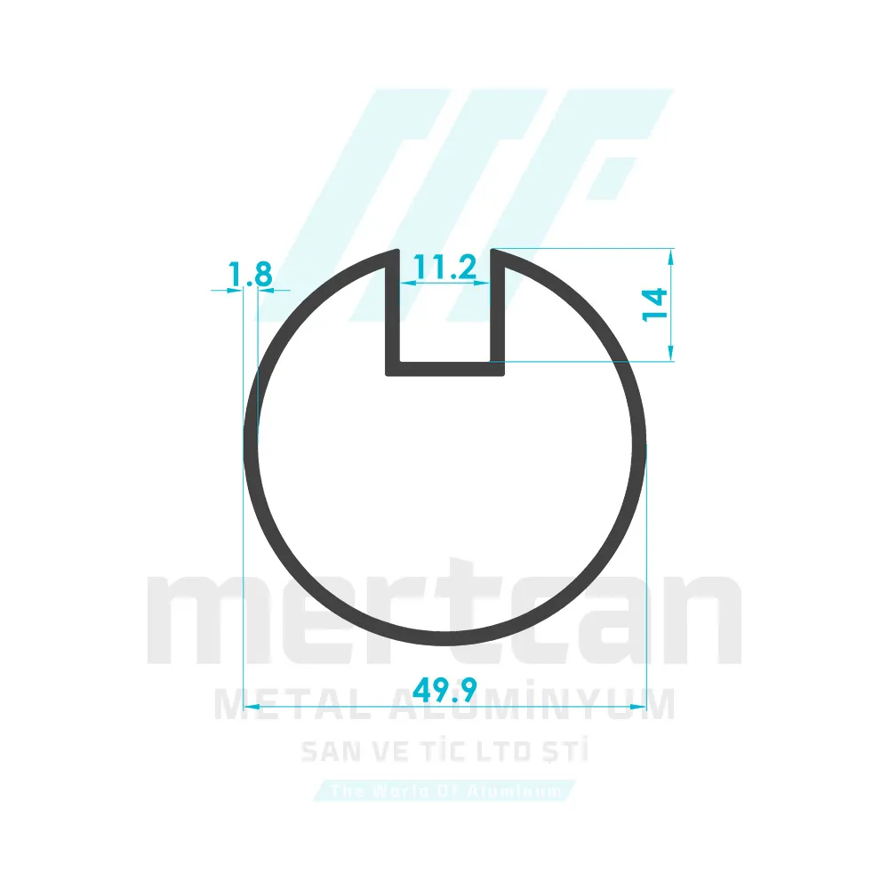 Ø 50 x 1.8 mm Glass Channel Round Tube Profile