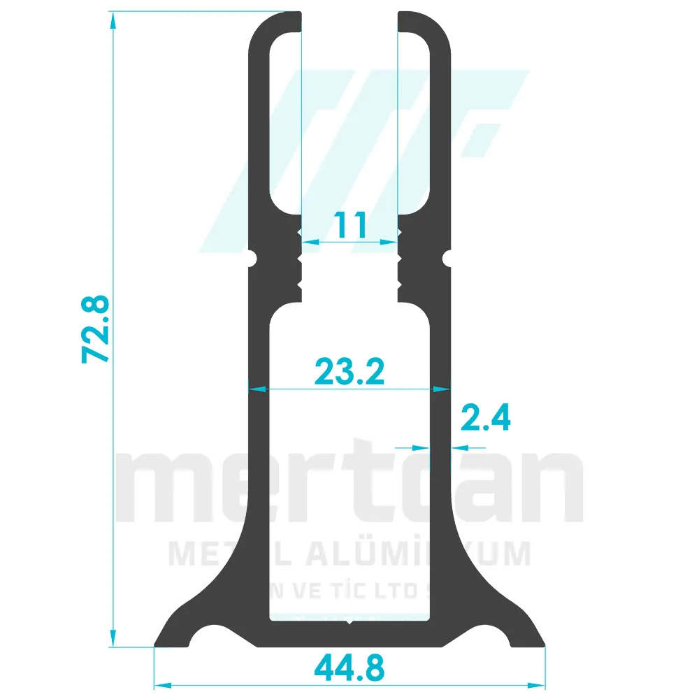 10mm Glass Double Sided Base Profile (H:73mm)