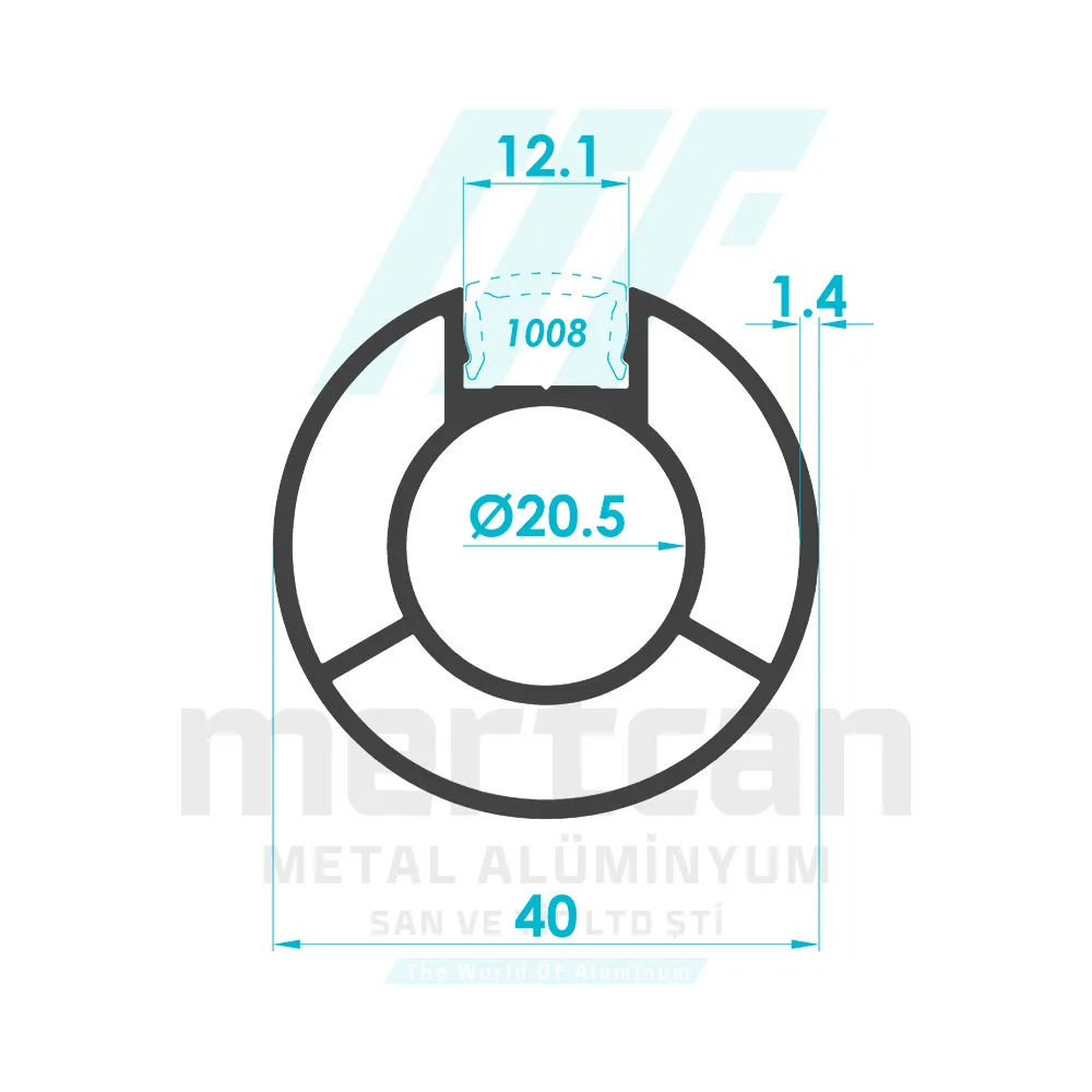 Ø 40 x 1.4 mm Single Grooved Round Post Profile