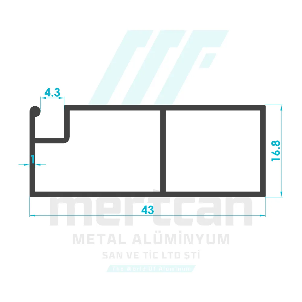 17x43 Hinged Door Fly Screen Profile
