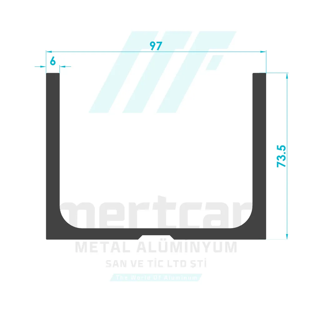 Handrail Side U Connection Profile (73mm)