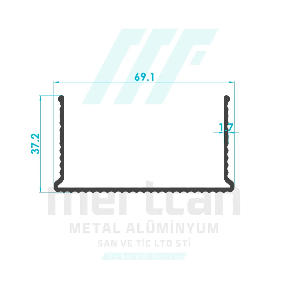 37x69 Aluminum Ladder Step Profile