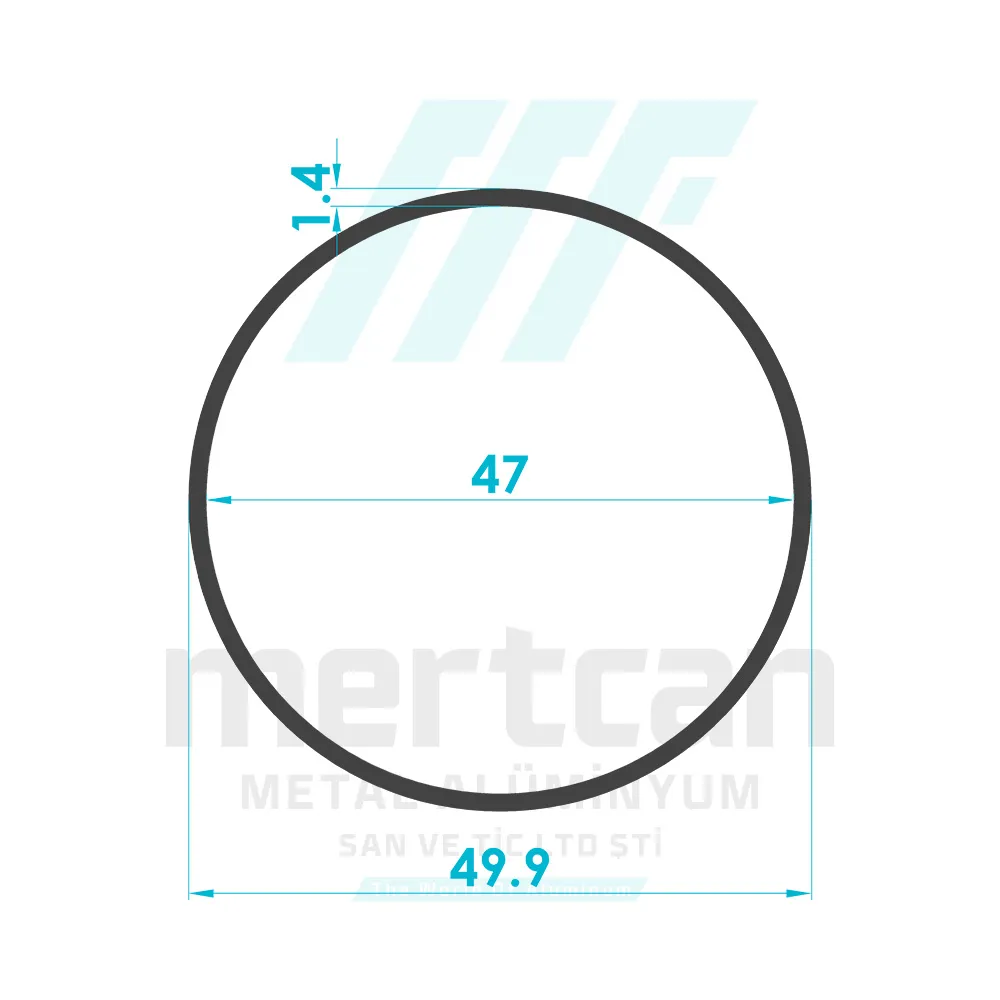 Ø 50 x 1.5 mm Aluminum Round Tube