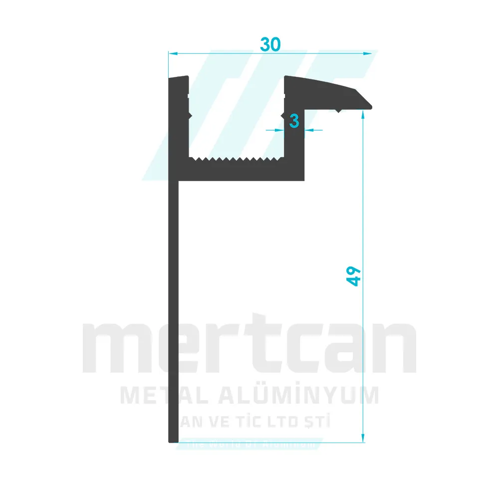 Solar System 50mm End Clamp Profile