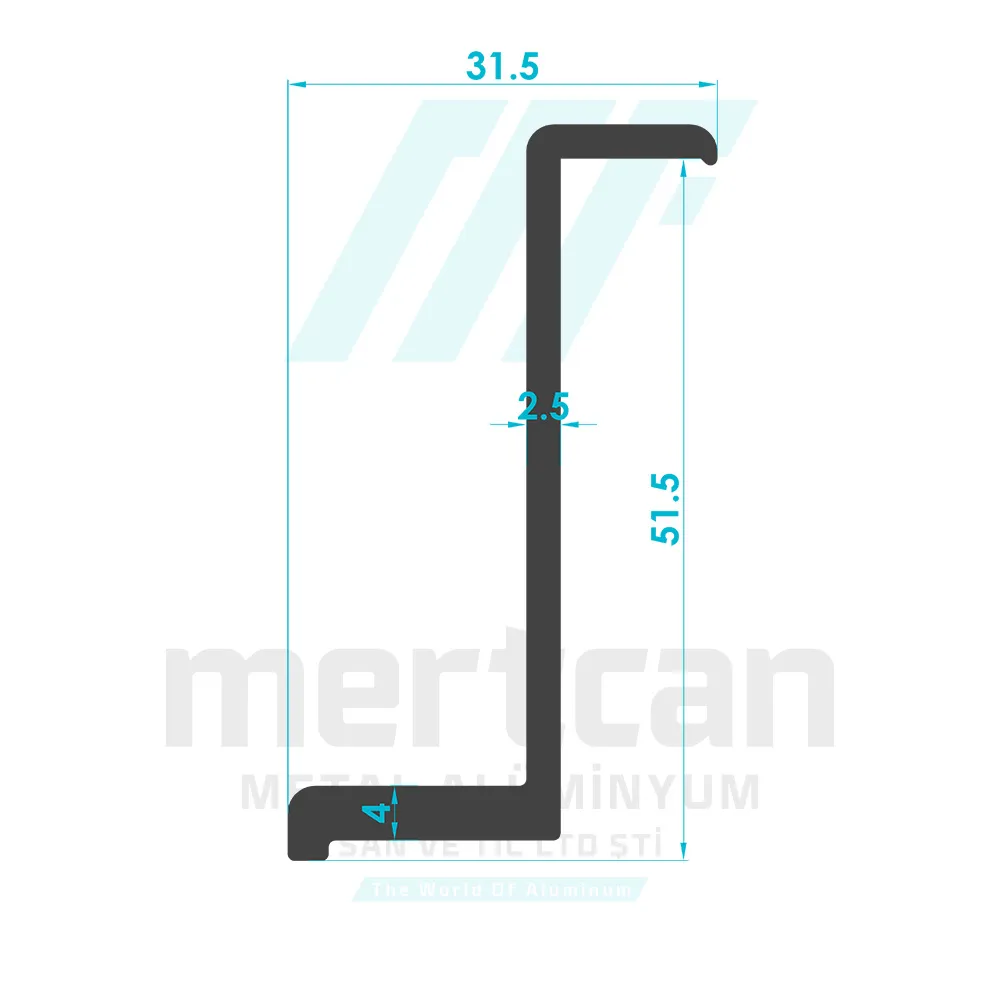 Solar System 51mm End Clamp Profile