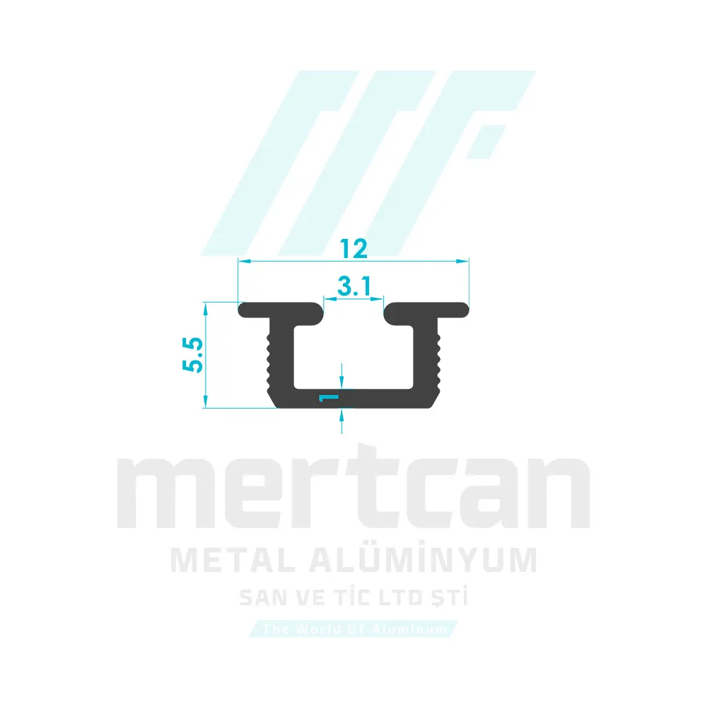 Recessed/Flush Rail Profile Bottom - Top