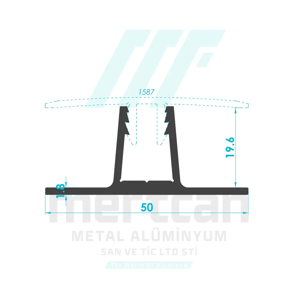 Locking/Locked Halı-Parke-Zemin Transition Profile - Bottom