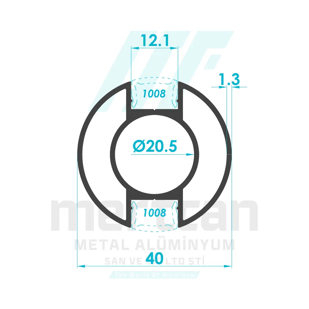 Ø 40 x 1.3 mm Double Grooved Round Post Profile