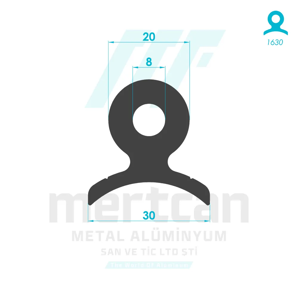 50mm Handrail Hinge Profile - 1-B