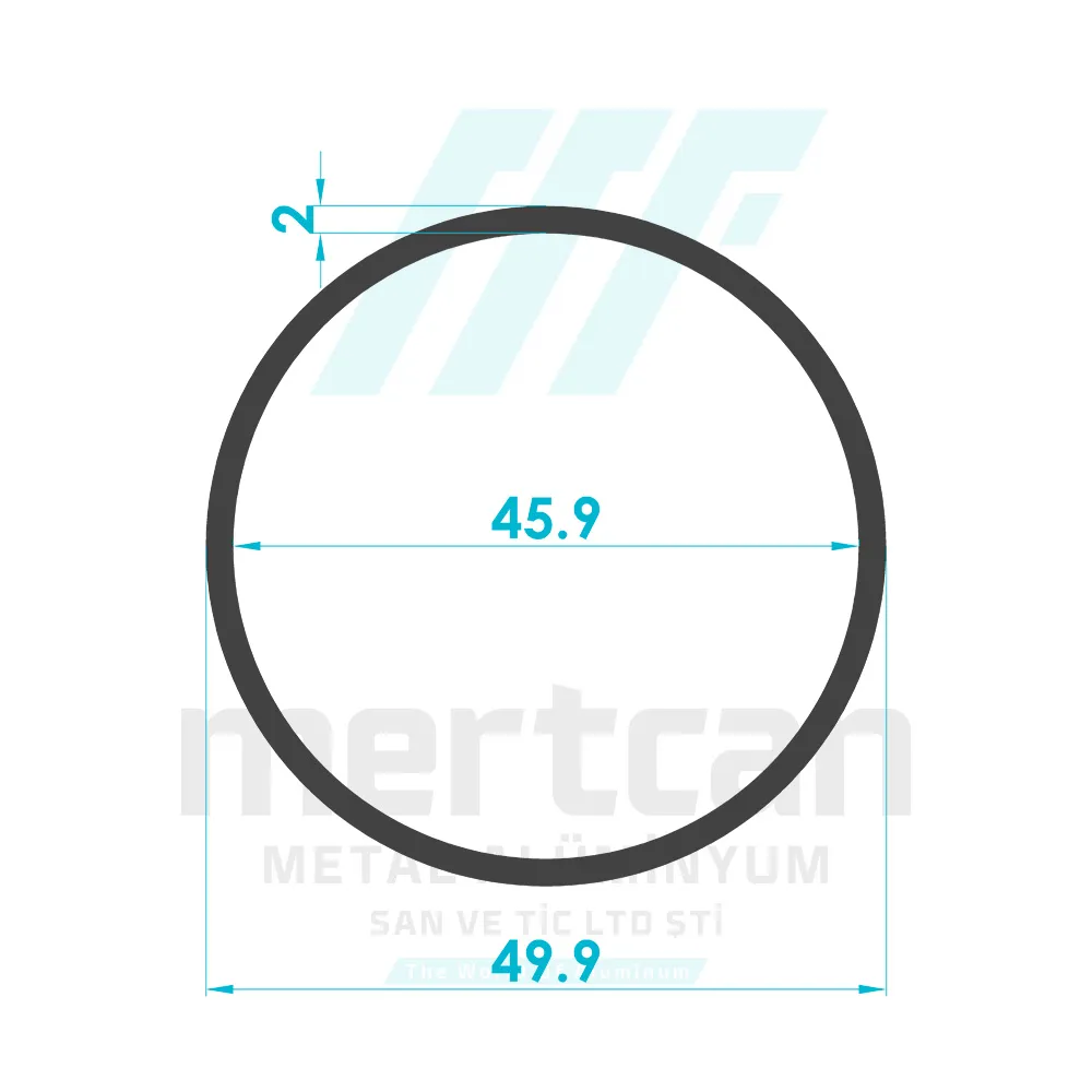 Ø 50 x 2 mm Aluminum Round Tube