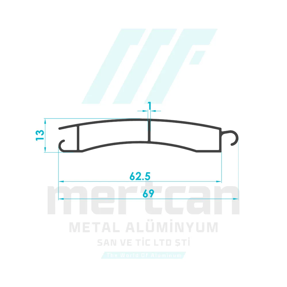 62mm Roller Shutter Panel Profile