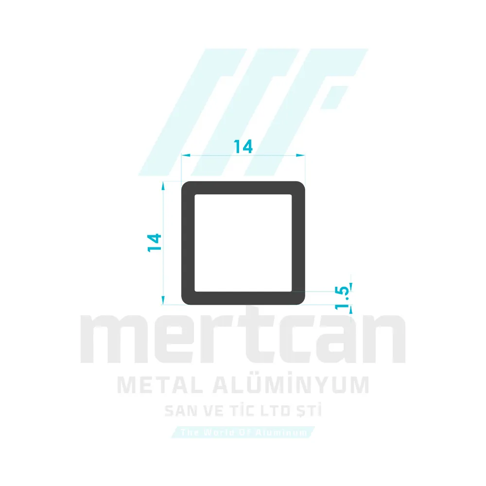 14x14 mm x 1.5 mm Safety Bar Profile