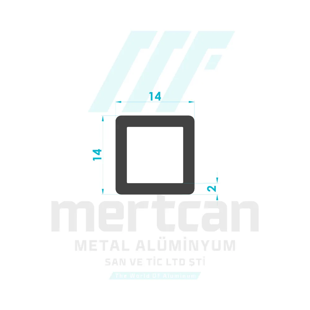 14x14 mm x 2 mm Safety Bar Profile