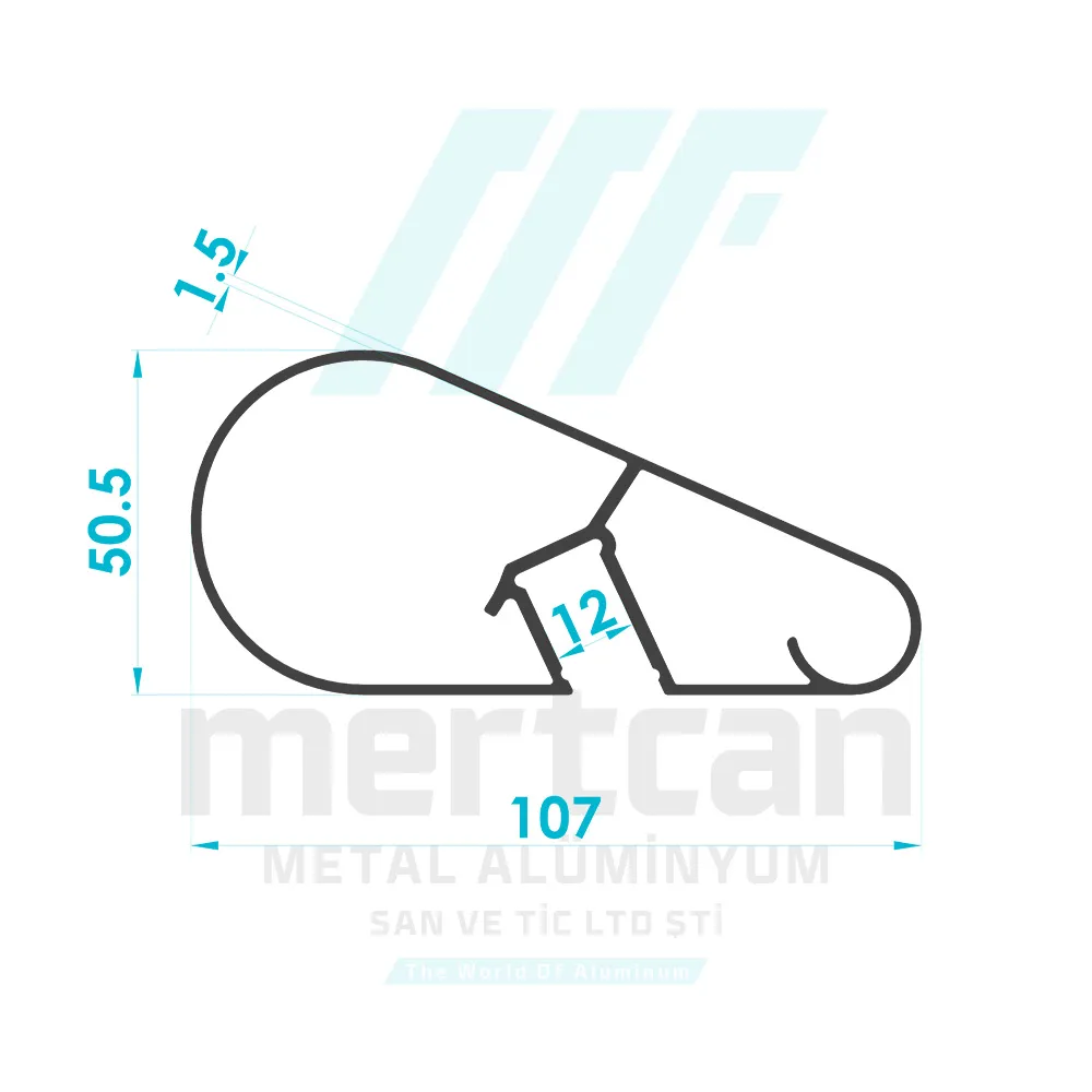 Pear Shaped Handrail Top Box Profile