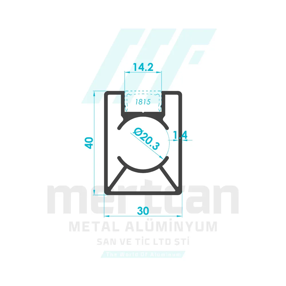 30x40 mm x 1.4 mm Single Grooved Square Post Profile