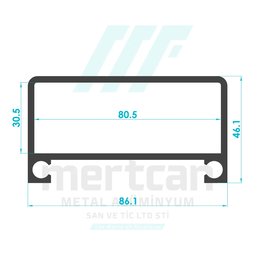 30x80mm External Hole Glazingless Wall Flange Profile