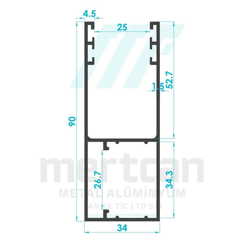 34x90 Roller Shutter Side U Post Profile