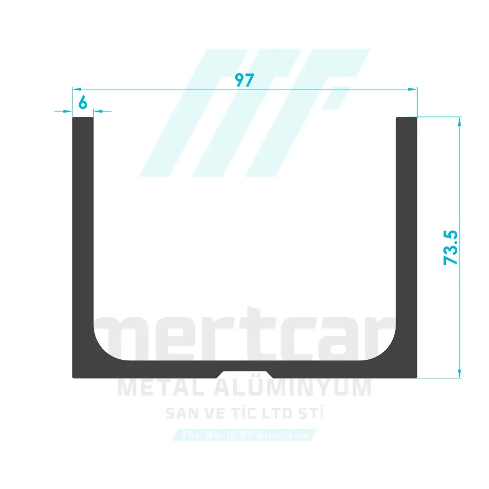 Handrail Side U Connection Profile (73mm)