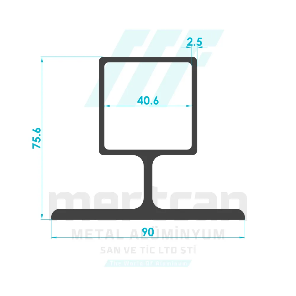 40x40 Square Wall T Connection Profile