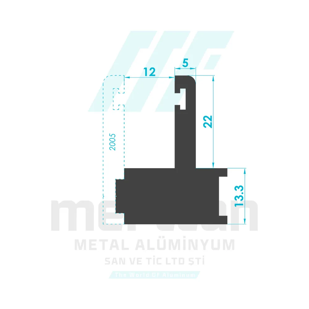 Side Channeled Screwed Glass Holder Profile - Body