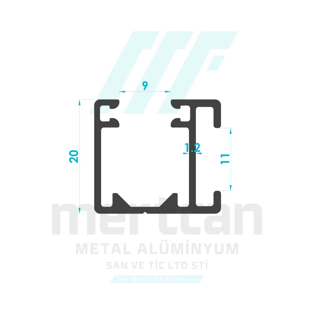 22x20 mm With Gasket Glass Support U Base Profile