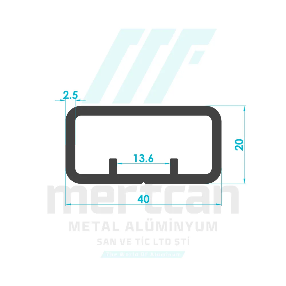 20x40 Square H Handle Profile