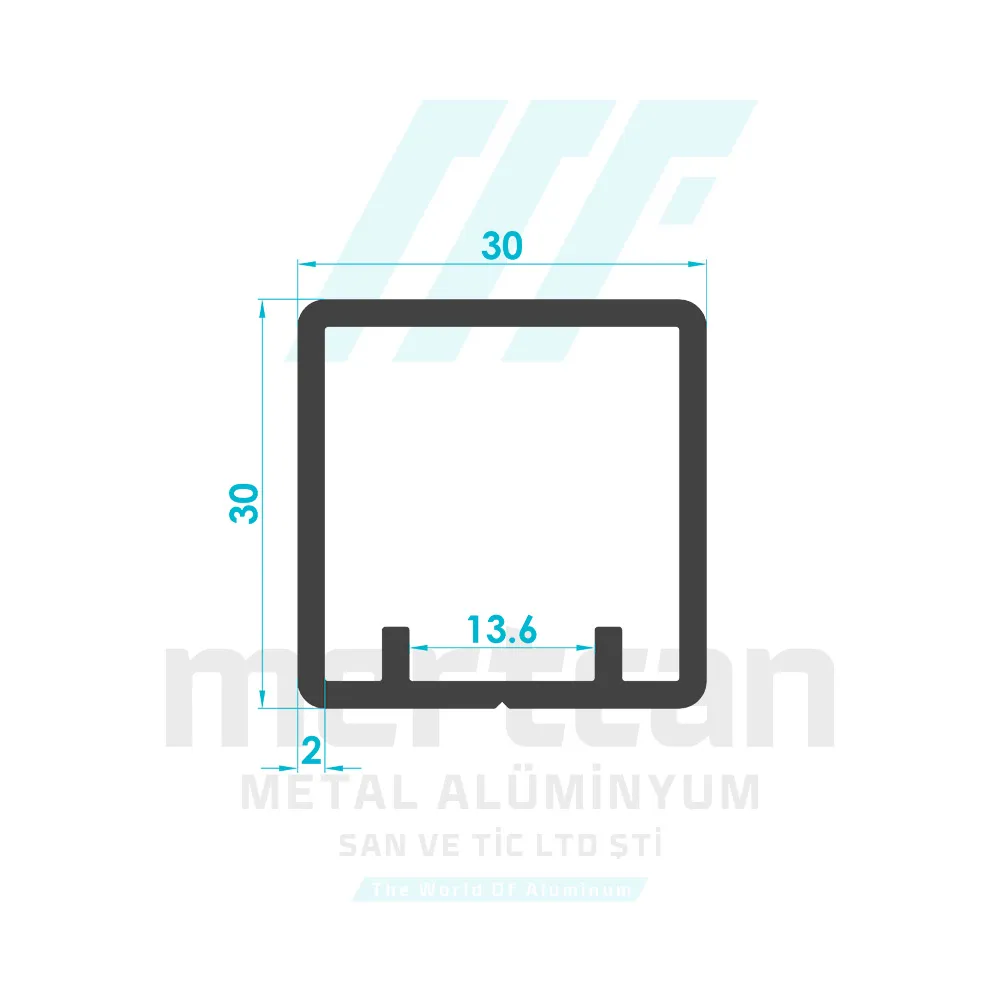 30x30 Square H Handle Profile