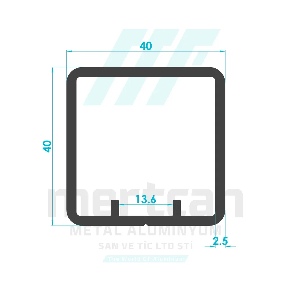 40x40 Square H Handle Profile