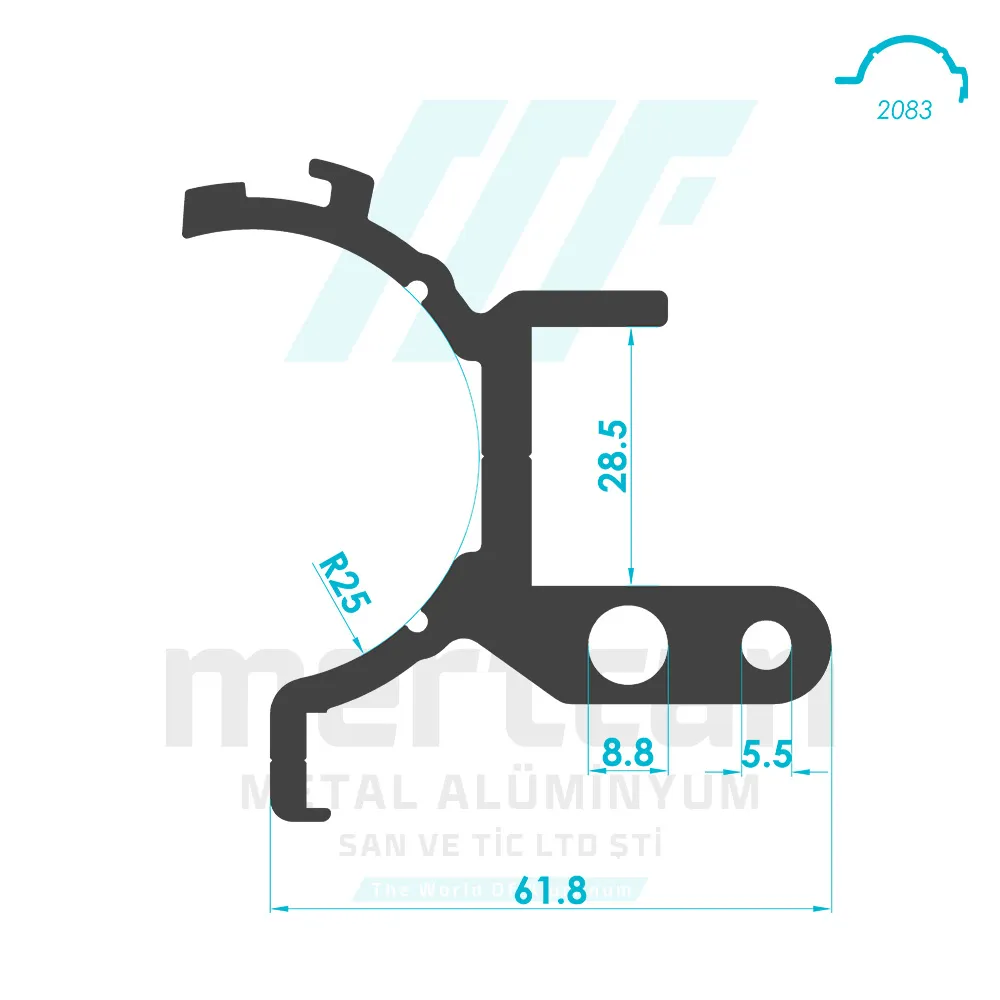 Round Handrail Laundry Rack Profile - 5-C