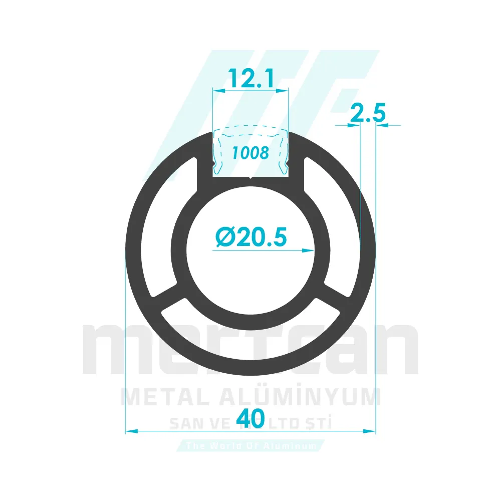 Ø 40 x 2.5 mm Single Grooved Round Post Profile