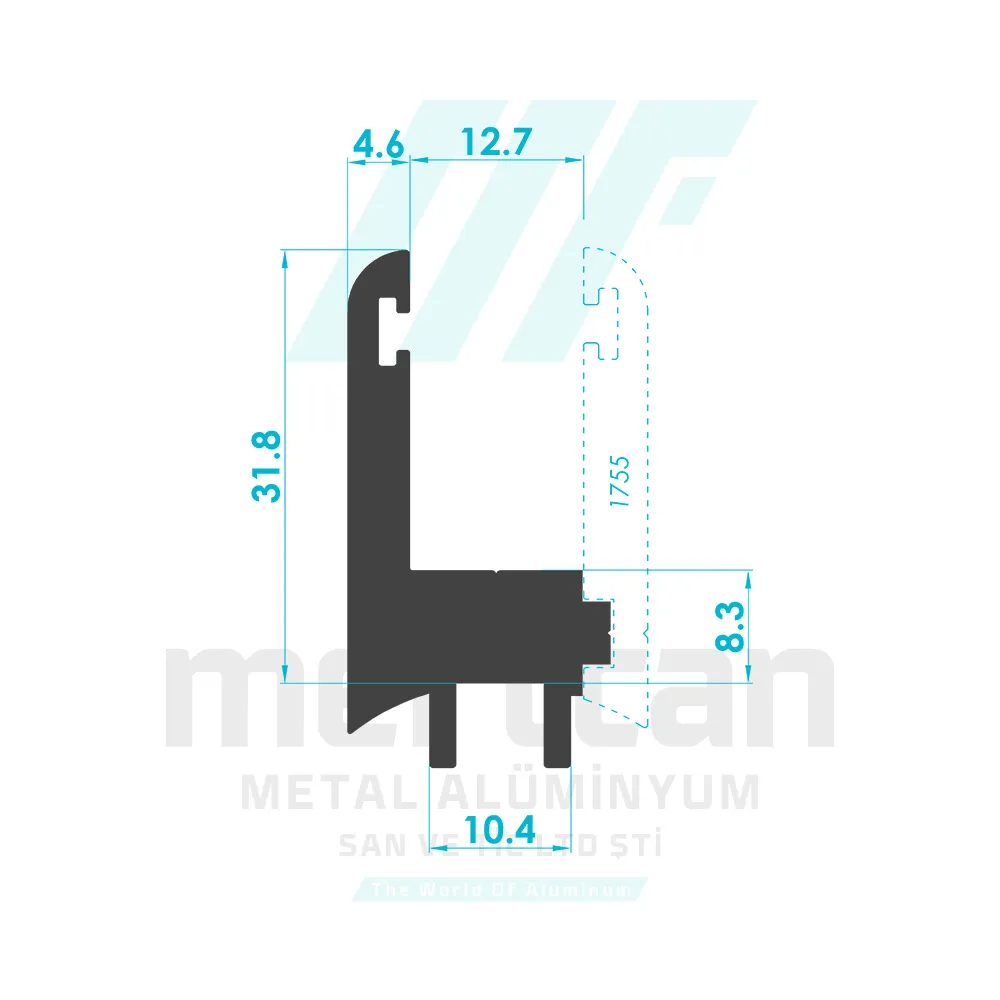 Oval Channeled Screwed Glass Holder Profile - Body
