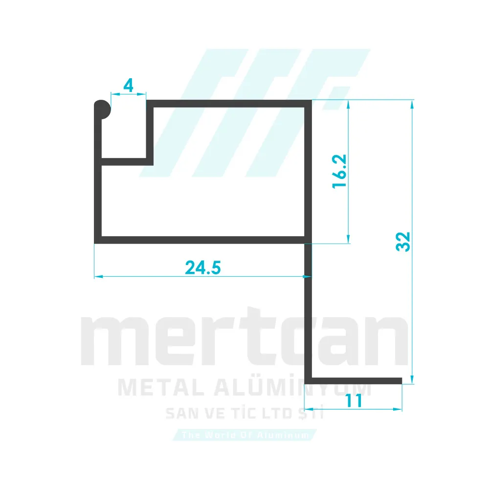 17x25 Hinged Raised Fly Screen Profile