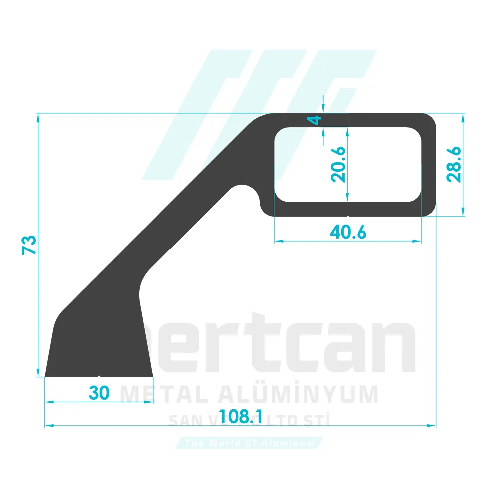 20x40 Square Akbank Handle Apparatus Profile