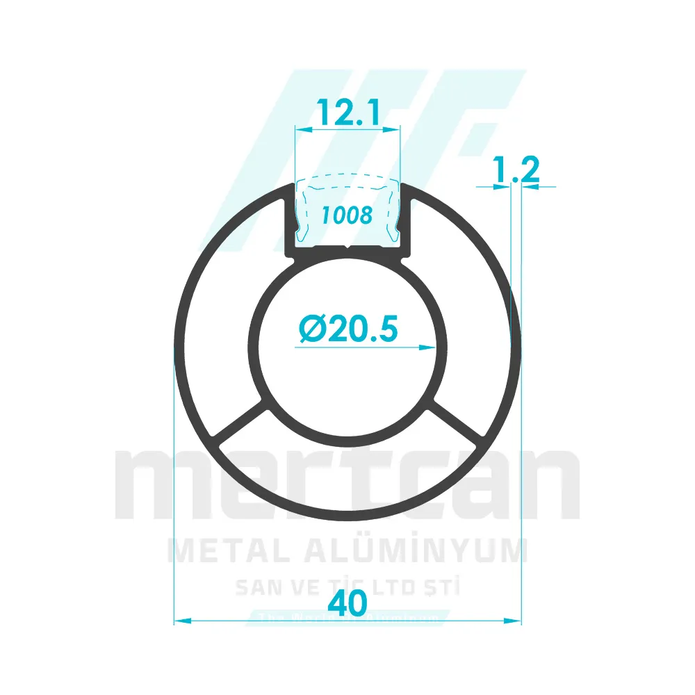 Ø 40 x 1.2 mm Single Grooved Round Post Profile
