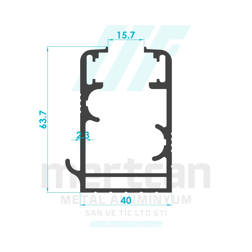 Glass Balcony Frame Profile with Drip Cap - Gold Series