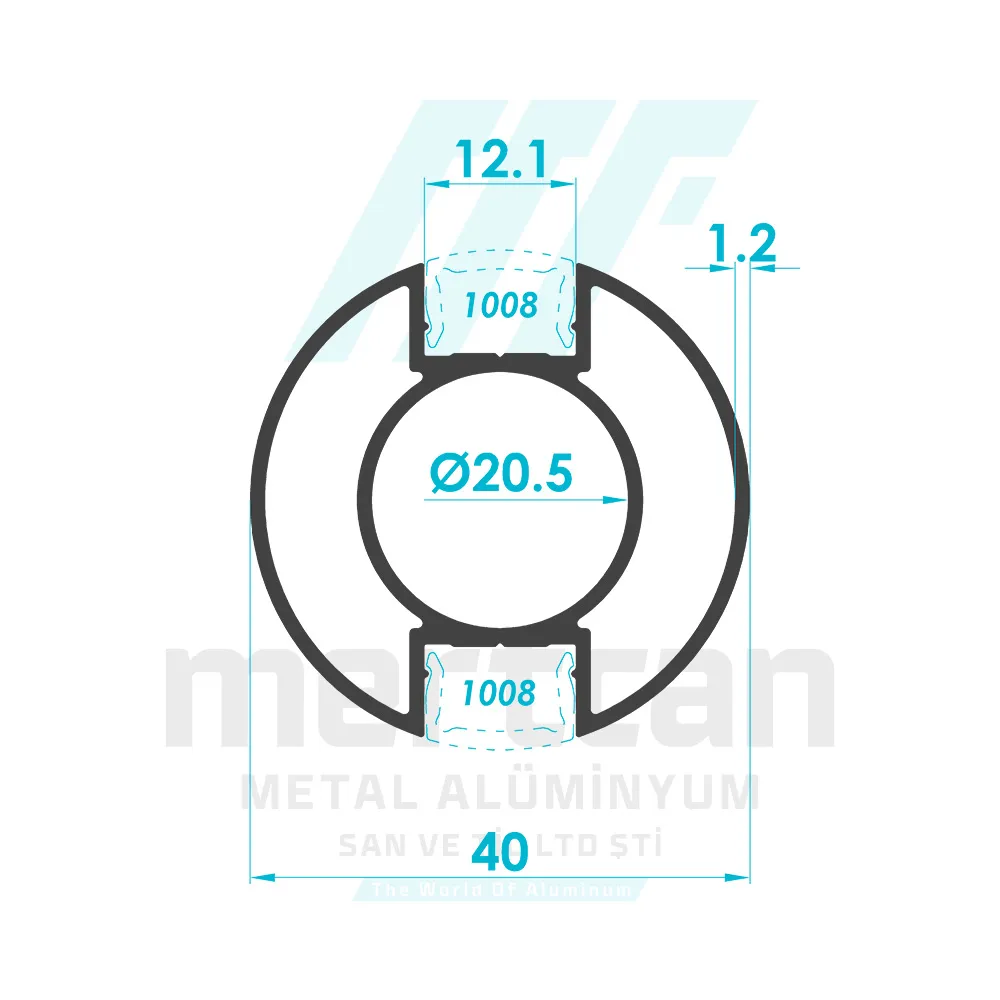 Ø 40 x 1.2 mm Double Grooved Round Post Profile