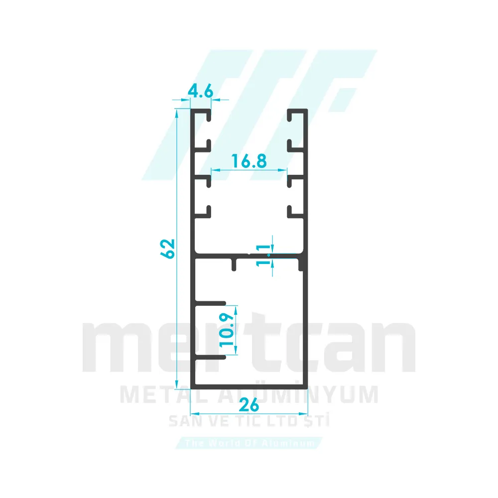 26x62 Roller Shutter Side U Post Profile