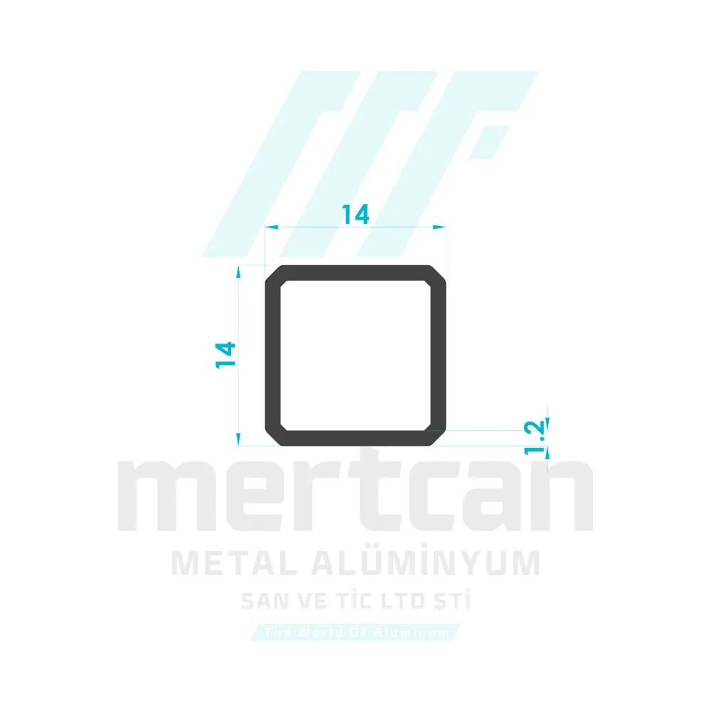 14x14 mm x 1.2 mm Safety Bar Profile