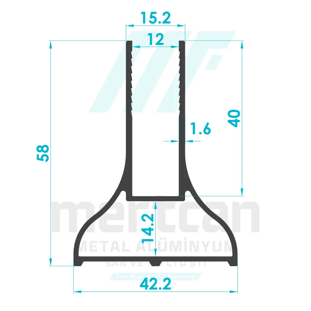 12mm Glass Double Sided Base Profile (H:60mm)