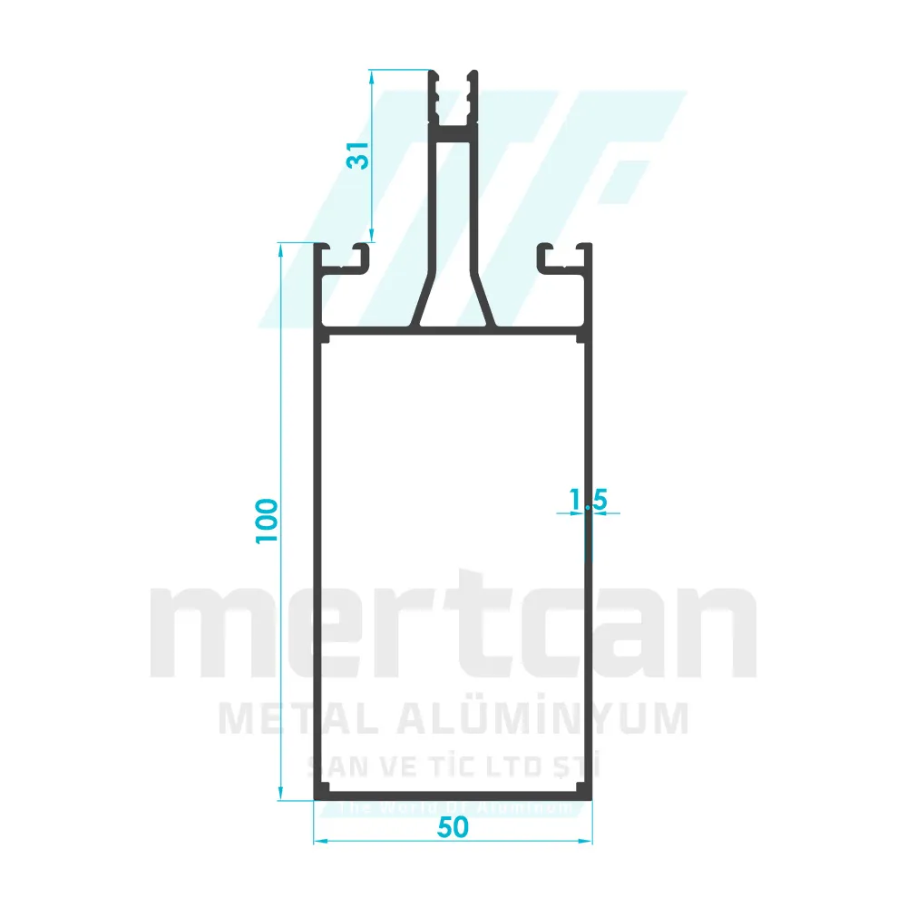 100mm Vertical Facade Profile with Condensate Channel (Long Beak)