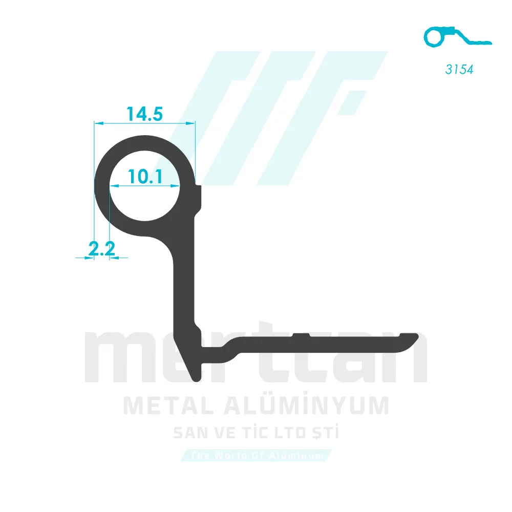 Aldoks Flat Hinge Profile - Sash (2.3mm)