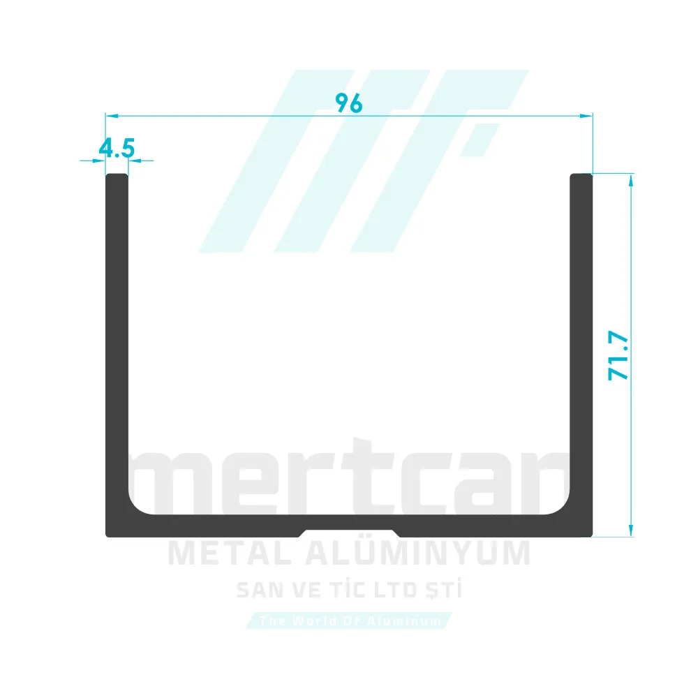 Handrail Side U Connection Profile (72mm)