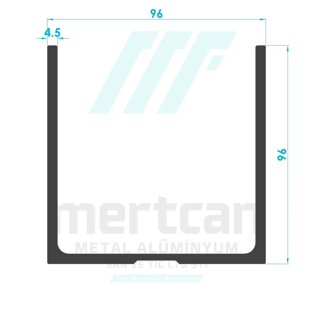 Handrail Side U Connection Profile (96mm)