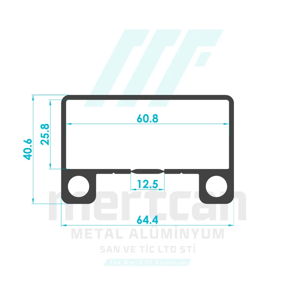 25x60mm External Hole Center Channel Wall Flange Profile