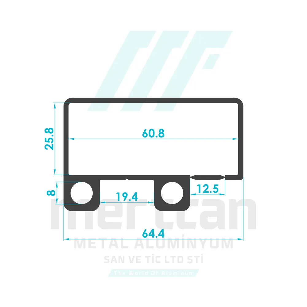 25x60mm External Hole Front Channel Wall Flange Profile
