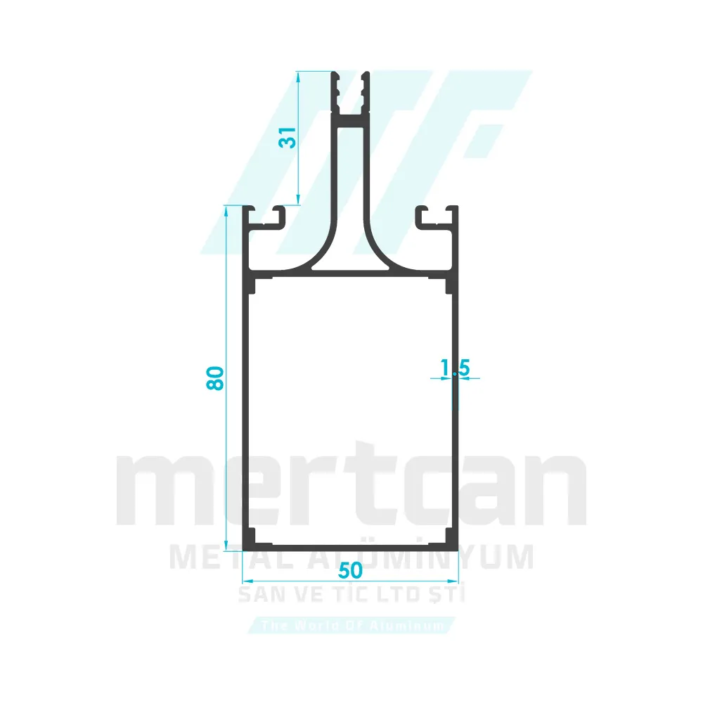 100mm Vertical Facade Profile with Condensate Channel (Long Beak)