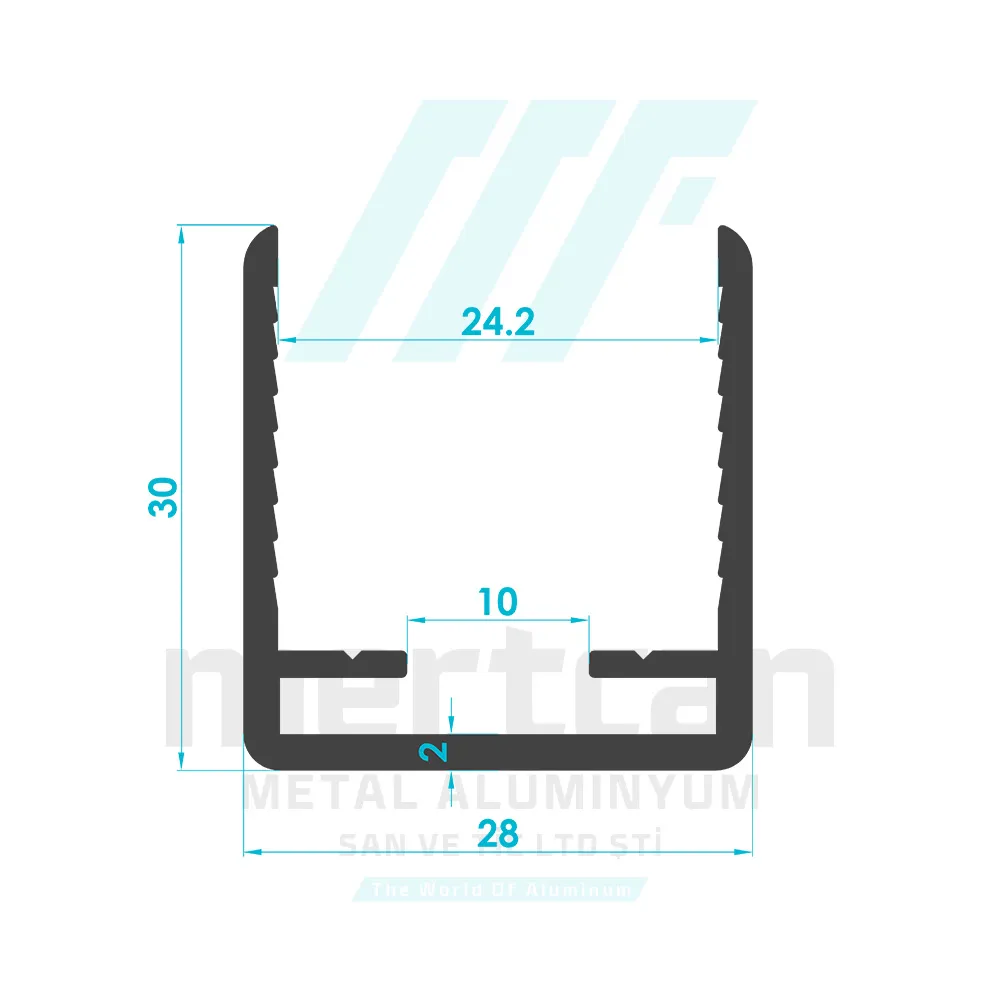 U-Channel Glass Top Profile (for 24mm Glass)