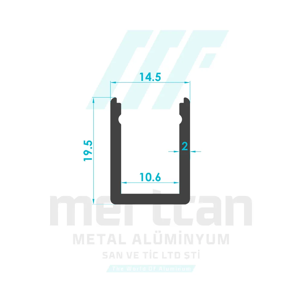 U-Channel Glass Top Profile (for 10mm Glass)